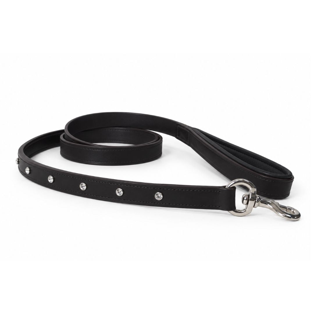 Padded Designer Dog Leash with Diamond Crystals