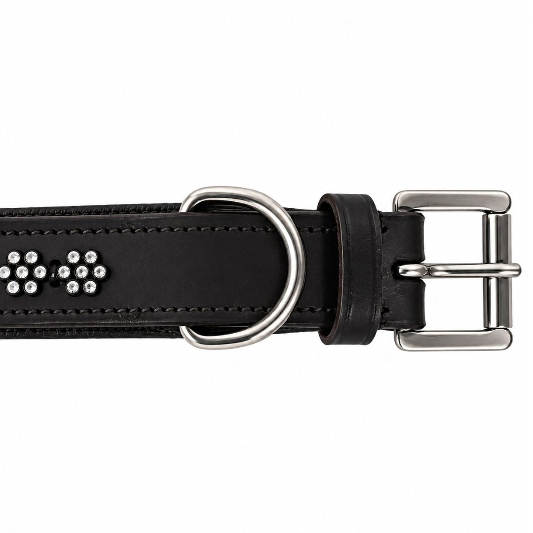 Large Swarovski Rhinestone Leather Dog Collar