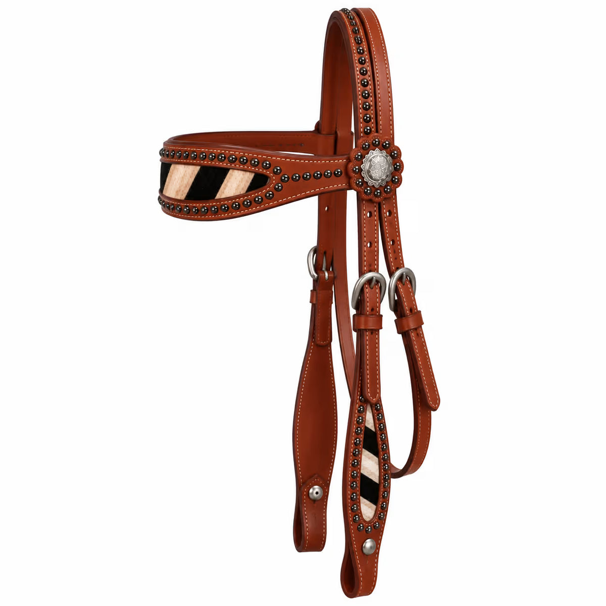 Zebra Print Headstall, Breast Collar & Reins Set – Conchos