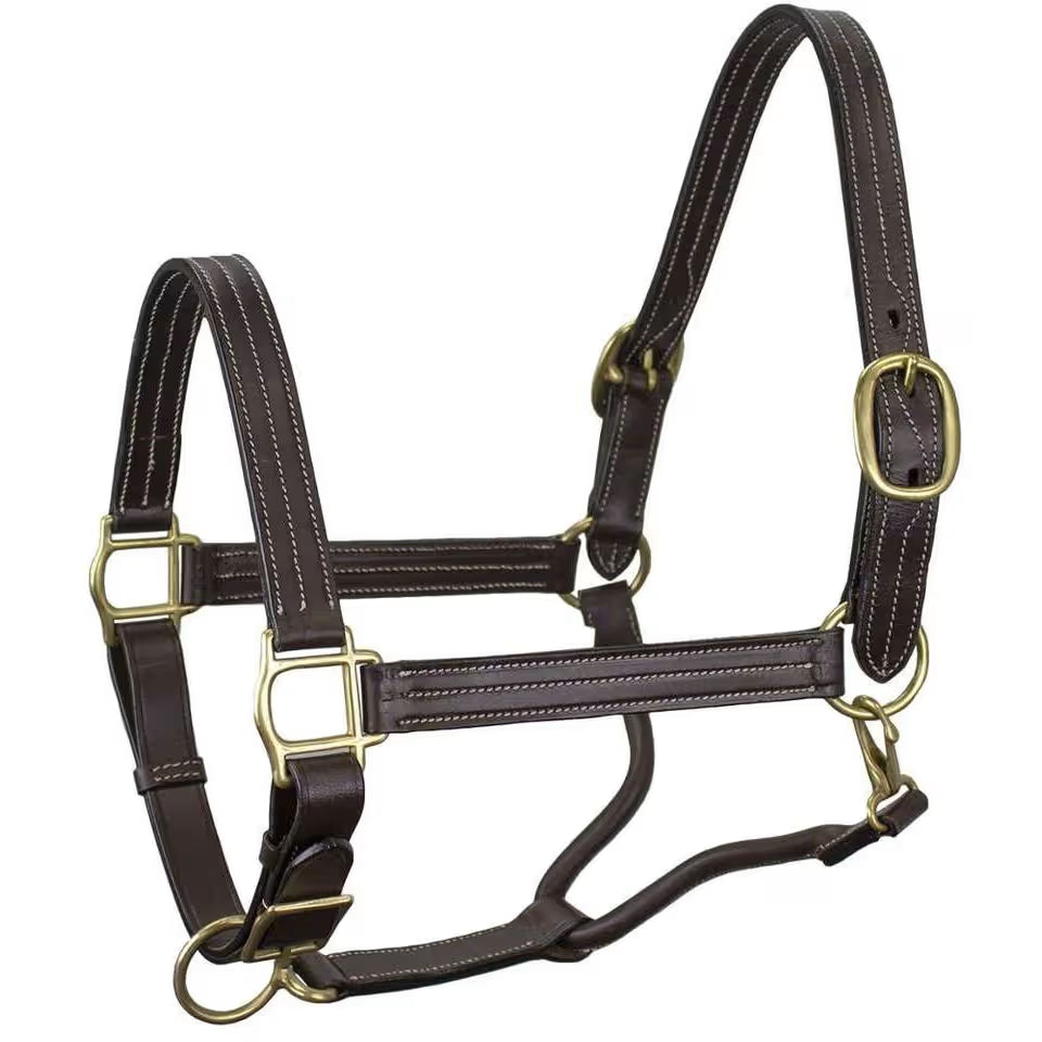 Bulk Lot of 12 Triple Stitch Adjustable Leather Horse Halters
