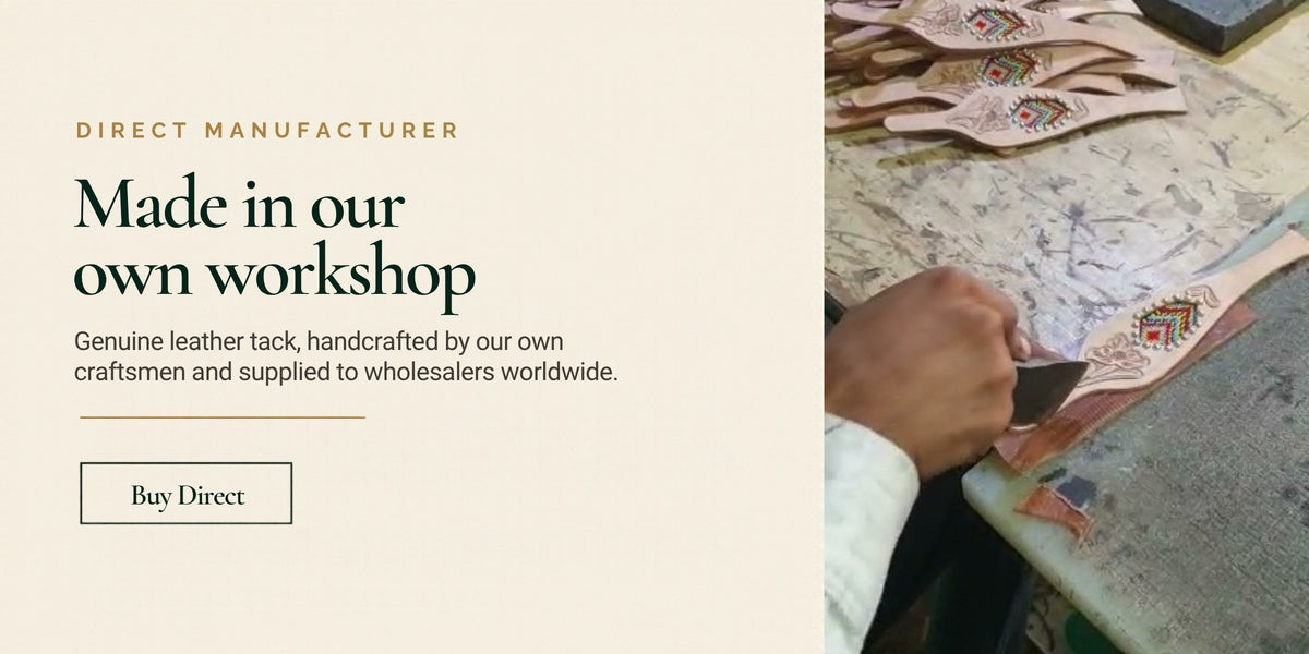 SIE craftsman hand-cutting tooled leather in our own workshop - Direct manufacturer