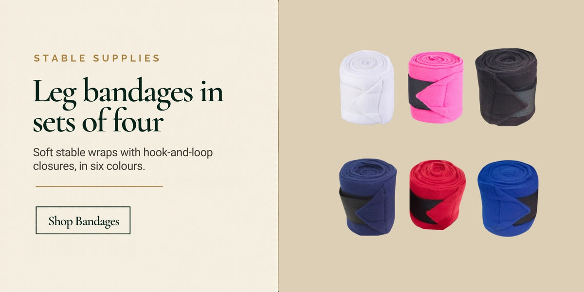 SIE horse leg bandages in six colours, sets of four