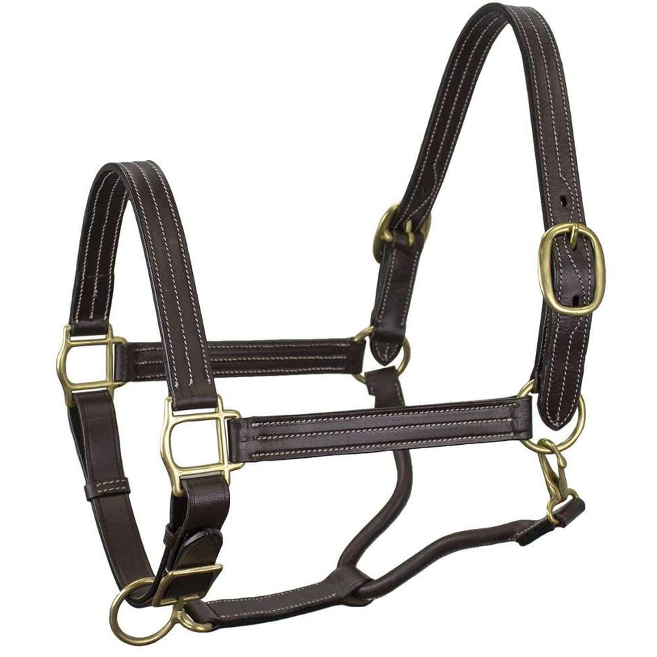 SIE Genuine Leather Horse Halter Triple Stitched with Solid Brass Hardware