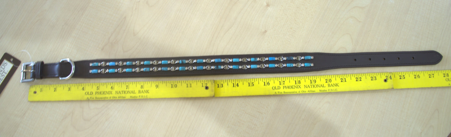 Turquoise Beaded Leather Pet / Dog Collars