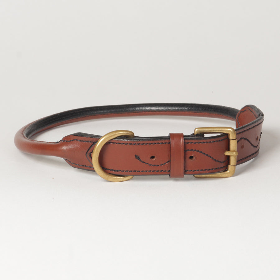 Large Rolled Leather Dog Collar