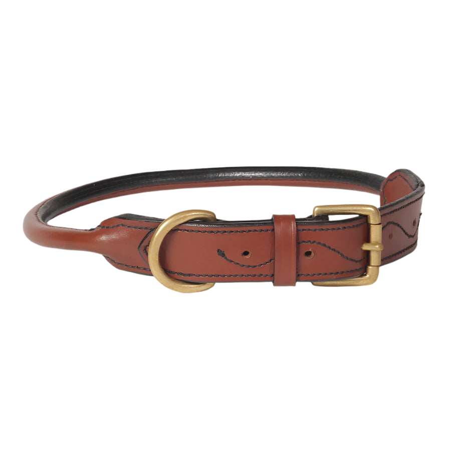 Large Rolled Leather Dog Collar