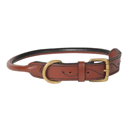 Large Rolled Leather Dog Collar