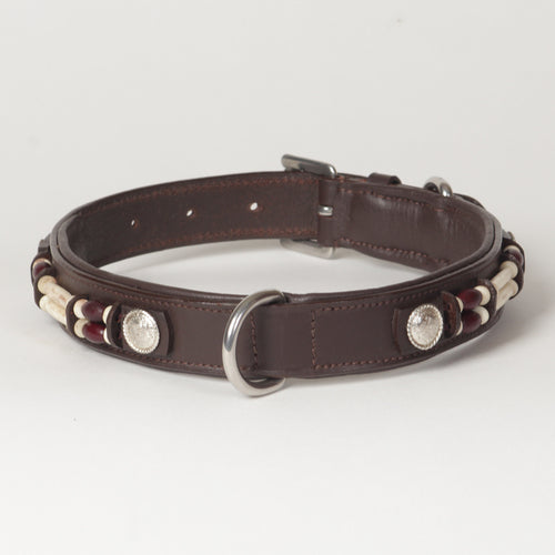 Large Beaded Leather Dog Collar