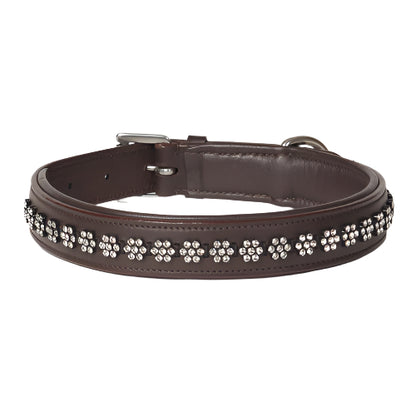 Large Rhinestone Leather Dog Collar Swarovski