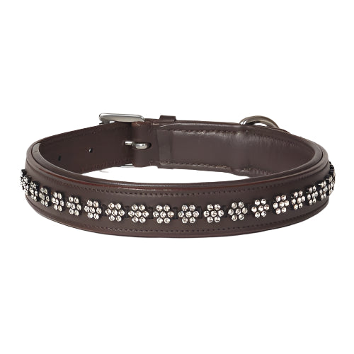 Large Rhinestone Leather Dog Collar Swarovski