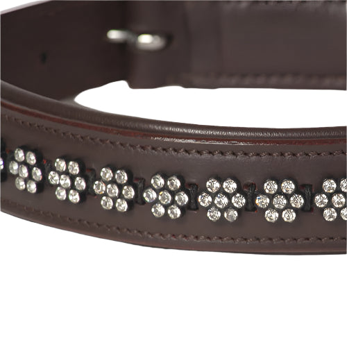 Large Rhinestone Leather Dog Collar Swarovski