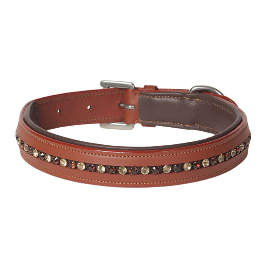Large Rhinestone Leather Dog Collar