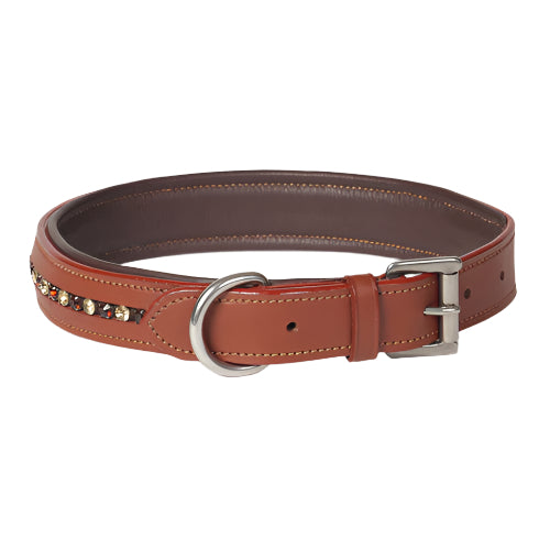 Large Rhinestone Leather Dog Collar