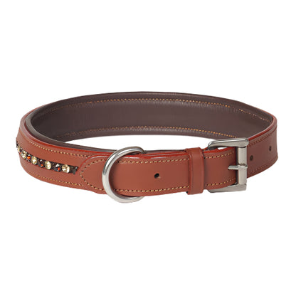 Large Rhinestone Leather Dog Collar