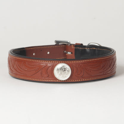 Large Hand Carved Leather Dog Collar