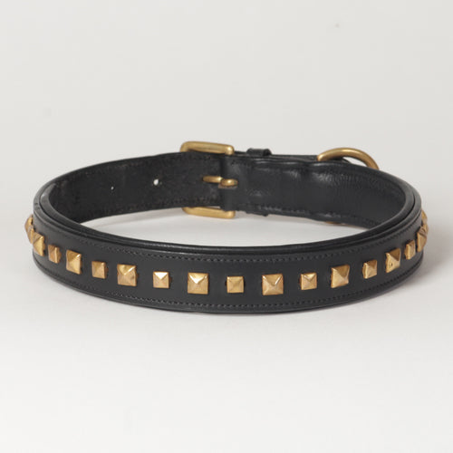 Large Decorated Genuine Leather Dog Collar