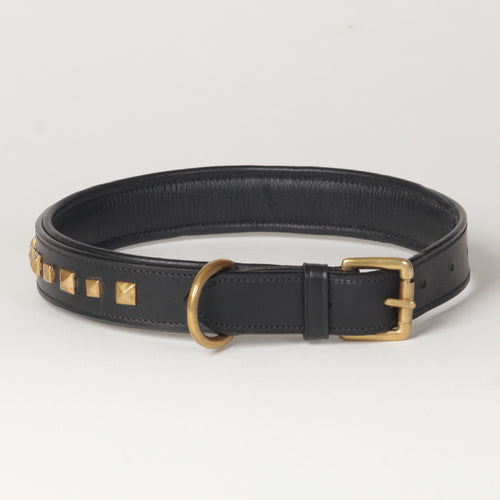 Large Decorated Genuine Leather Dog Collar