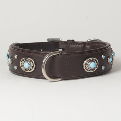 Large Decorated Genuine Leather Dog Collar