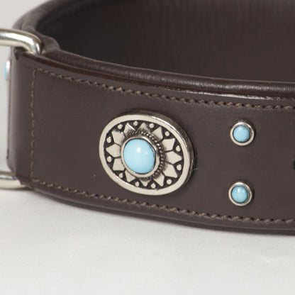 Large Decorated Genuine Leather Dog Collar