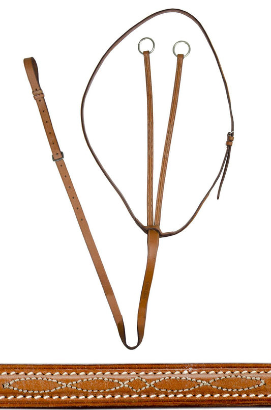 Raised Fancy Stitch Leather Running Martingale