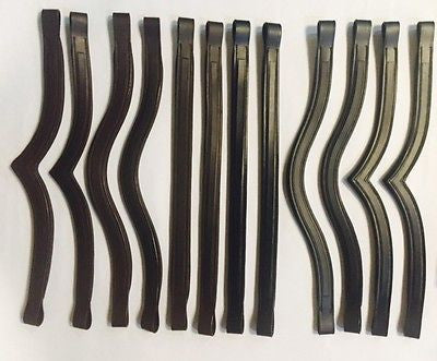 Qty.12 - 6 BK and 6 Hav BR Empty channel browbands straight, U and V shape