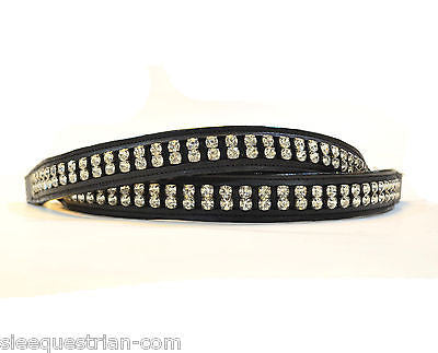 2 Line Crystals Studded Leather Browbands for Full Bridles Qty.2