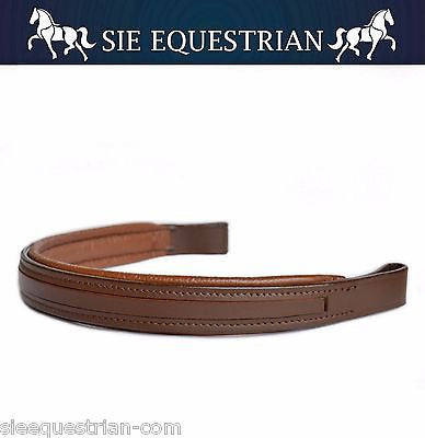 Lot of 8 Empty Channel Brown Leather Browbands for Bridles, Full - 8mm