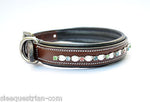 Silver Leaf Chain Studded Padded USA Leather Dog Collars/ Pet Collar