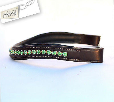 Swarovski Elements U Shape Padded Leather Browband for Bridles- Full