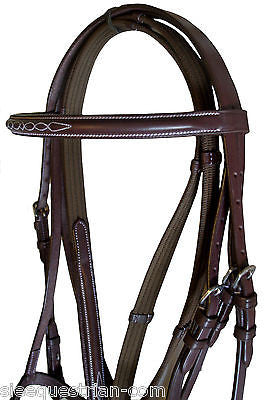English Leather Havana  Dark Oil Bridle Facy stitch model