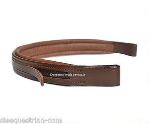 Lot of 8 Empty Channel Brown Leather Browbands for Bridles, Full - 8mm