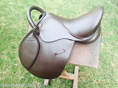 14'' Medium Jumping English Saddle with Handle - Brown