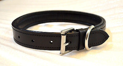 SIE Leather Empty channel dog collars black brown padded collar 8