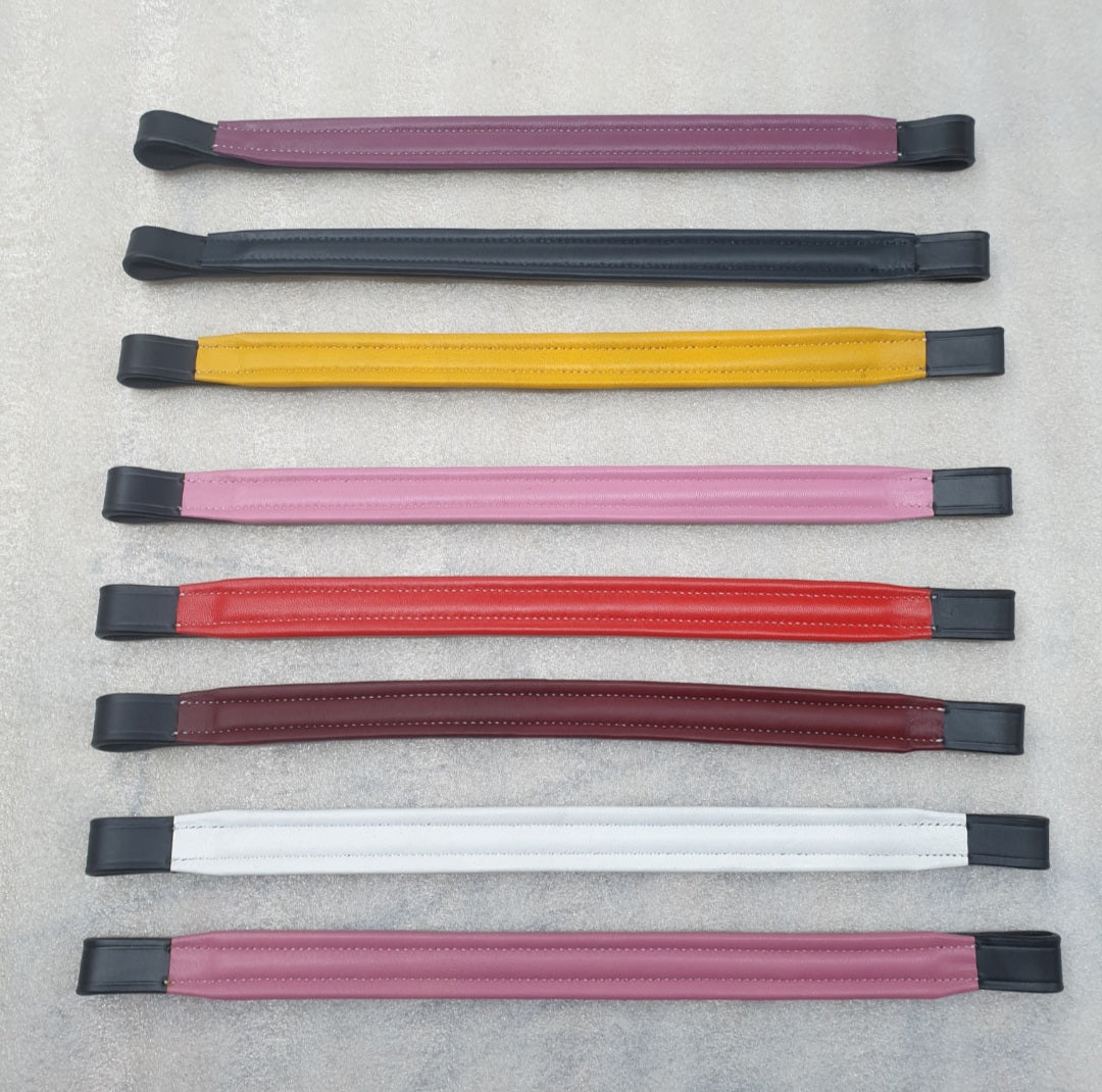 SIE (Lot of 8) COLORED LEATHER PADDED Empty Channel Leather Browbands- 8mm