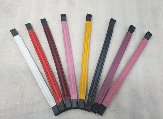 SIE (Lot of 8) COLORED LEATHER PADDED Empty Channel Leather Browbands- 8mm