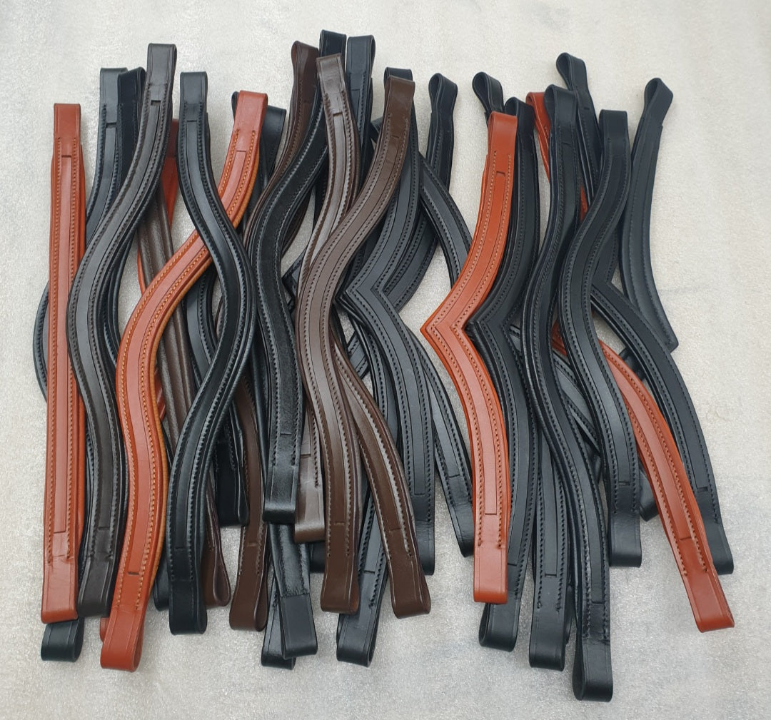 (Lot of 24) Custom  Empty Channel Padded Leather Browbands for Bridles - U/V /Strt/ Wave