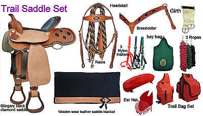 USA Leather Western  Saddle Set. Headstall,Breastcollar,Halters etc. SADDL