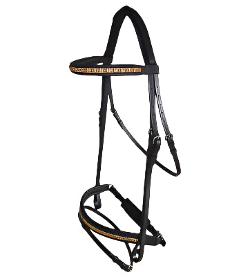 SIE Leather Gold Crystal Crank Bridle w Flash - all sizes