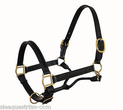 SIE- Full - Black - Empty Channel Adjustable Leather Horse Headcollar/Halters
