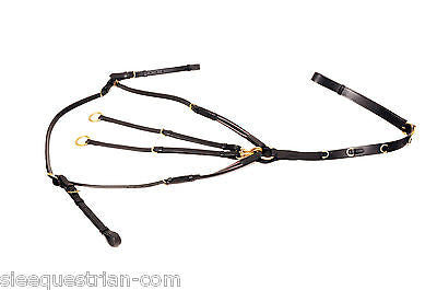 SIE Leather Running Martingale with breastplate - all size and colors in brass