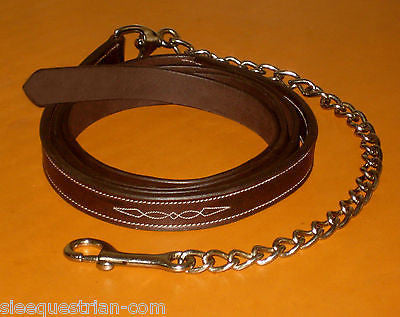 Qty.4 Fancy Stitch Harness Leather Horse Halter Lead with Chain SIE EQUESTRIAN