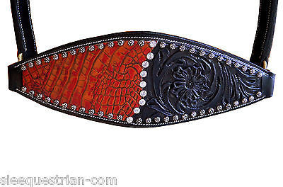 SIE Fusion Horse Bronc Halters Full in USA Leather Studded with Swarovski