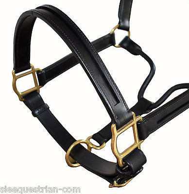 SIE- Full - Black - Empty Channel Adjustable Leather Horse Headcollar/Halters