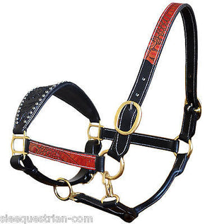 SIE Fusion Horse Bronc Halters Full in USA Leather Studded with Swarovski