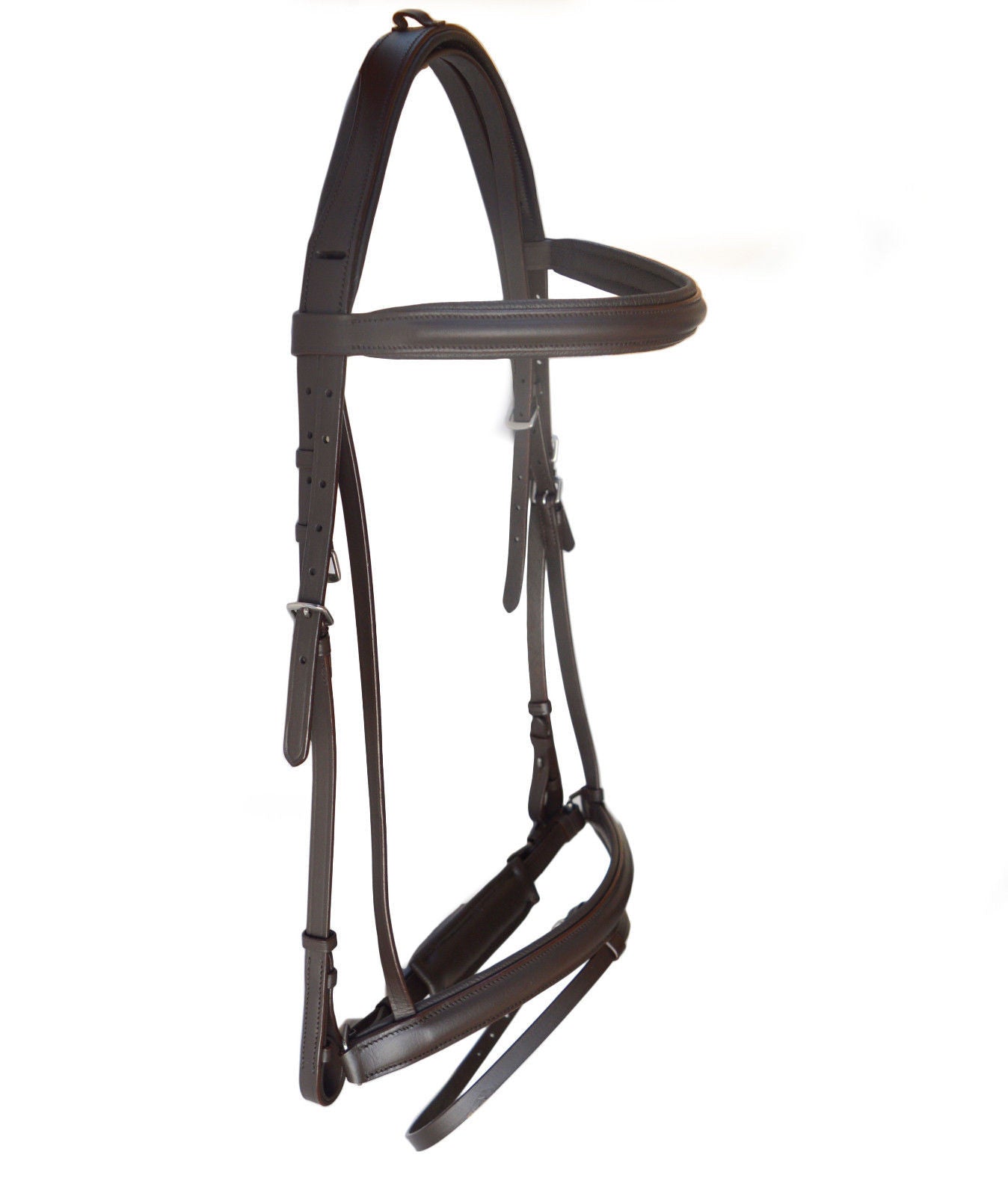 Havana Raised Dressage Designer Crown Crank Bridle with leather stopper reins