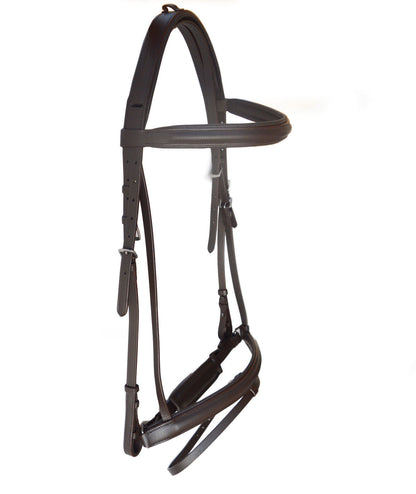 Havana Raised Dressage Designer Crown Crank Bridle with leather stopper reins
