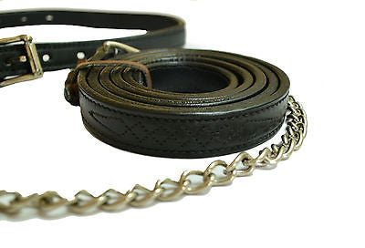 USA Leather Fancy Stitch Cattle Halter with Brass Chain Lead