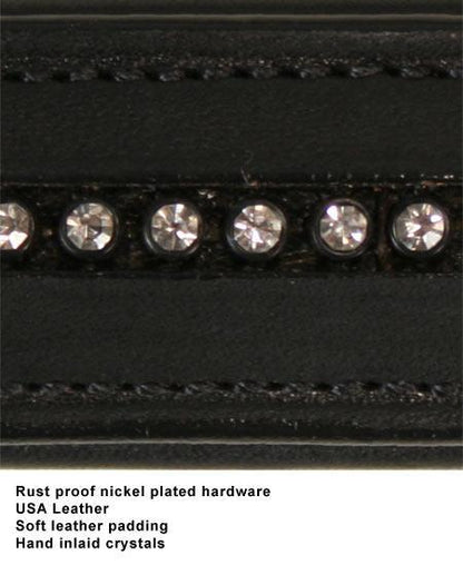 Crystal Padded Dog Collar USA Leather