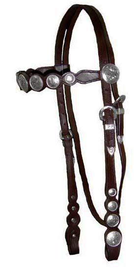 Silver Concho Headstall USA Leather