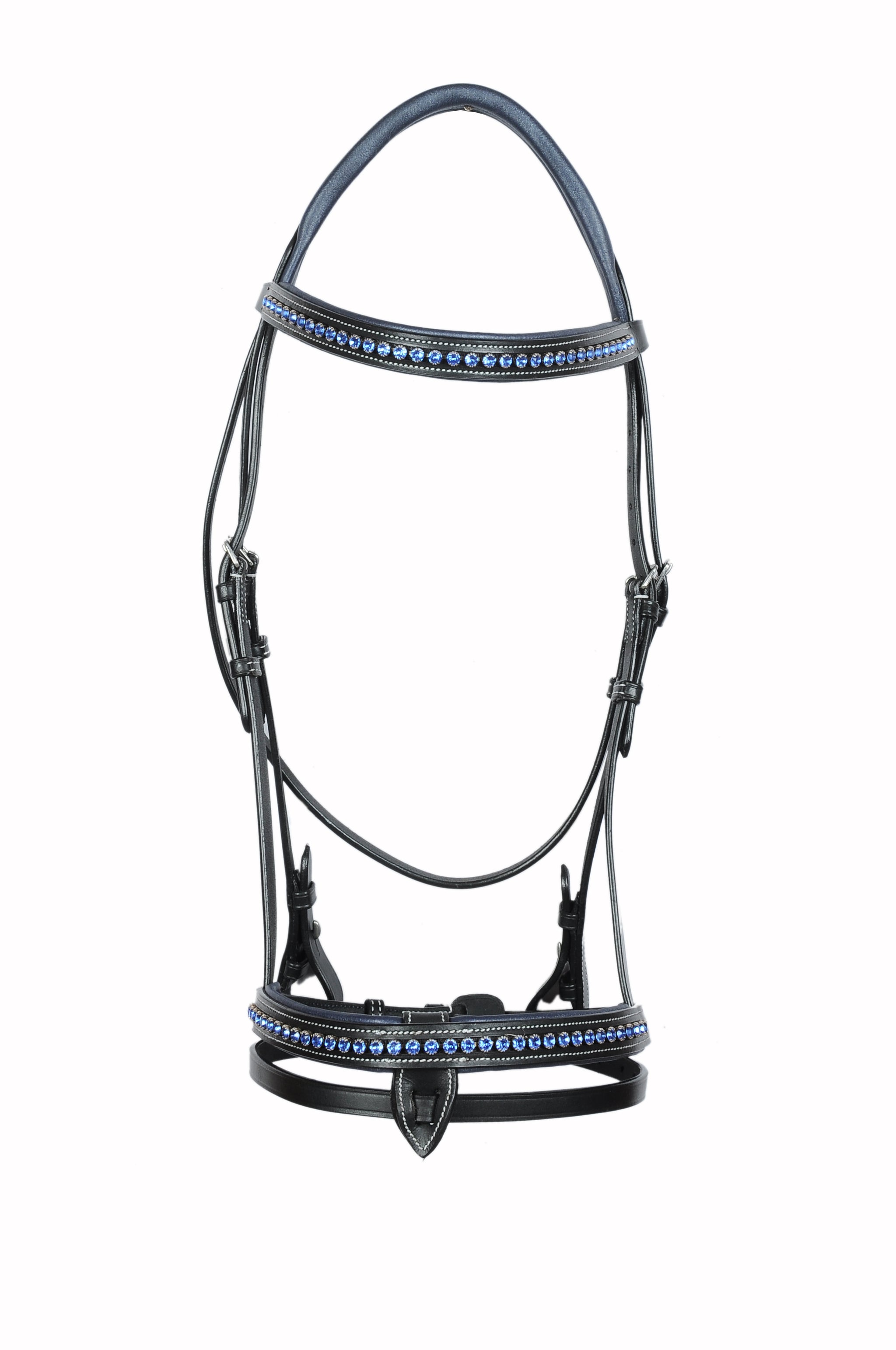 Blue Crystal Studded Fancy Leather Show Bridle